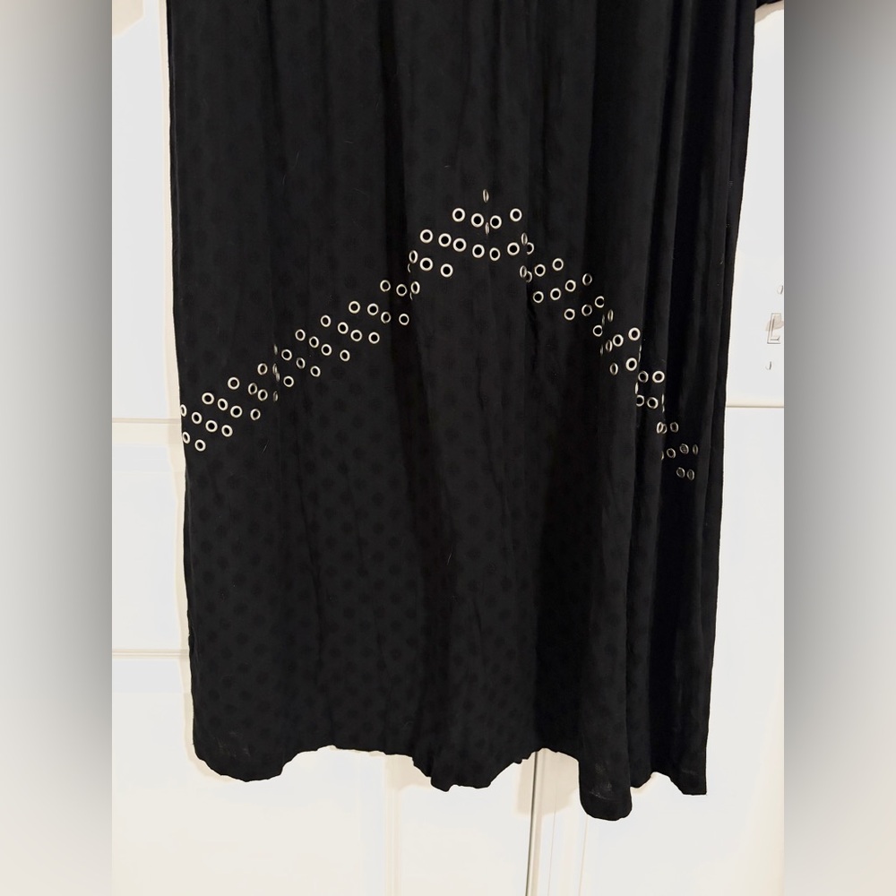 Sandro Paris Black Midi Dress Long Sleeve Textured Designer Dress - Picture 4 of 8